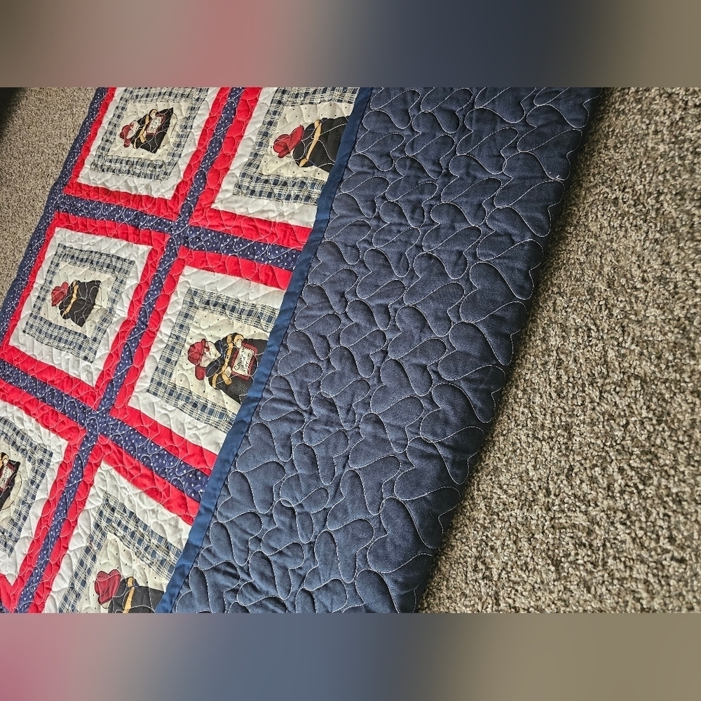 Handmade Quilt with Red and Blue Accents~Fireman - Picture 9 of 12